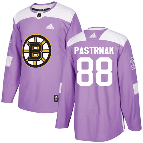 Men's Adidas Boston Bruins #88 David Pastrnak Authentic Purple Fights Cancer Practice NHL Jersey