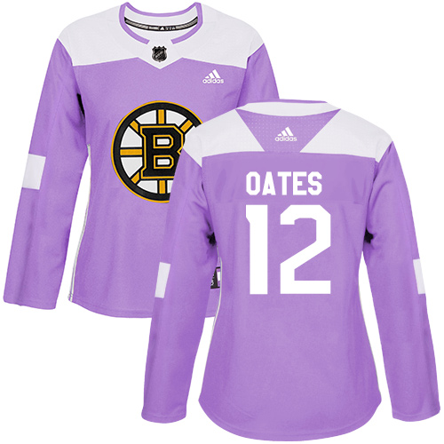 Women's Adidas Boston Bruins #12 Adam Oates Authentic Purple Fights Cancer Practice NHL Jersey