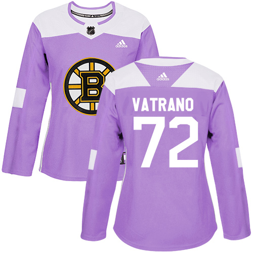 Women's Adidas Boston Bruins #72 Frank Vatrano Authentic Purple Fights Cancer Practice NHL Jersey