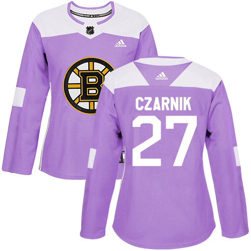 Women's Adidas Boston Bruins #27 Austin Czarnik Authentic Purple Fights Cancer Practice NHL Jersey