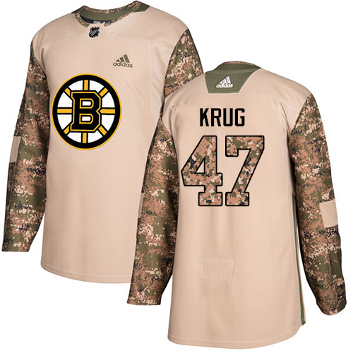 Men's Adidas Boston Bruins #47 Torey Krug Authentic Camo Veterans Day Practice NHL Jersey