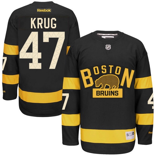 Men's Reebok Boston Bruins #47 Torey Krug Authentic Black 2016 Winter Classic NHL Jersey