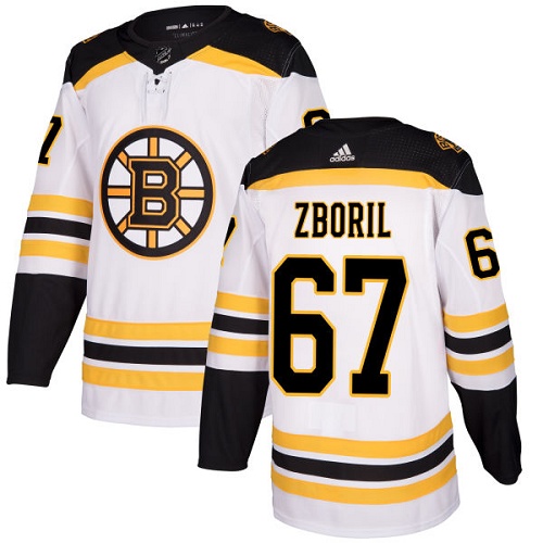 Men's Adidas Boston Bruins #67 Jakub Zboril Authentic White Away NHL Jersey