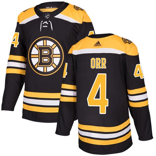 Men's Adidas Boston Bruins #4 Bobby Orr Authentic Black Home NHL Jersey
