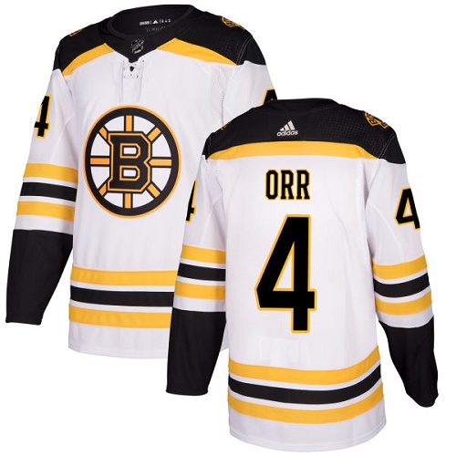 Men's Adidas Boston Bruins #4 Bobby Orr Authentic White Away NHL Jersey