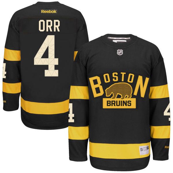 Men's Reebok Boston Bruins #4 Bobby Orr Authentic Black 2016 Winter Classic NHL Jersey
