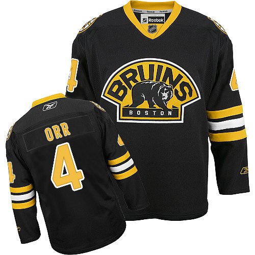 Women's Reebok Boston Bruins #4 Bobby Orr Authentic Black Third NHL Jersey