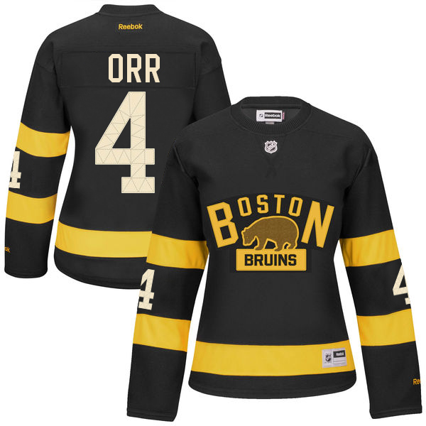 Women's Reebok Boston Bruins #4 Bobby Orr Authentic Black 2016 Winter Classic NHL Jersey