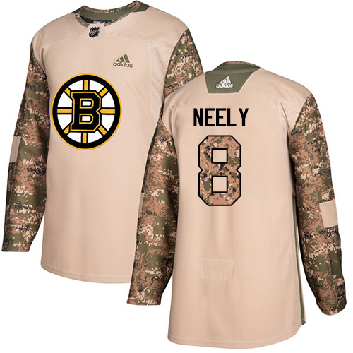 Men's Adidas Boston Bruins #8 Cam Neely Authentic Camo Veterans Day Practice NHL Jersey
