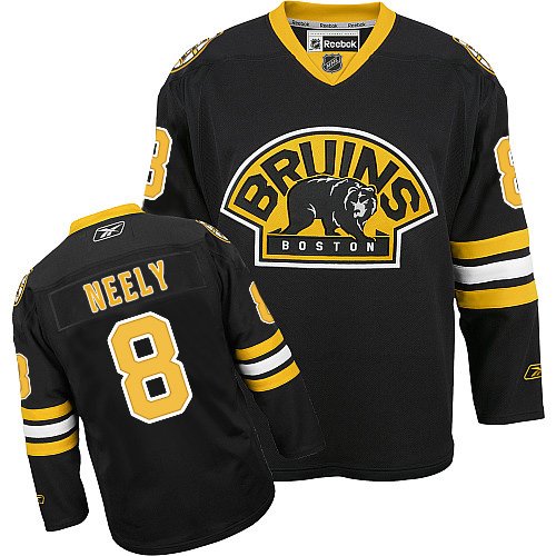 Men's Reebok Boston Bruins #8 Cam Neely Authentic Black Third NHL Jersey