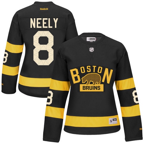 Women's Reebok Boston Bruins #8 Cam Neely Premier Black 2016 Winter Classic NHL Jersey