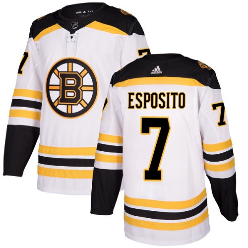 Men's Adidas Boston Bruins #7 Phil Esposito Authentic White Away NHL Jersey