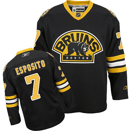Men's Reebok Boston Bruins #7 Phil Esposito Authentic Black Third NHL Jersey