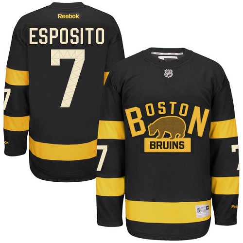 Men's Reebok Boston Bruins #7 Phil Esposito Authentic Black 2016 Winter Classic NHL Jersey