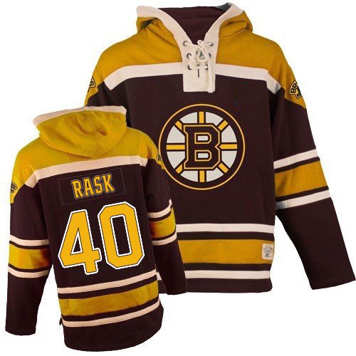 Men's Old Time Hockey Boston Bruins #40 Tuukka Rask Authentic Black Sawyer Hooded Sweatshirt