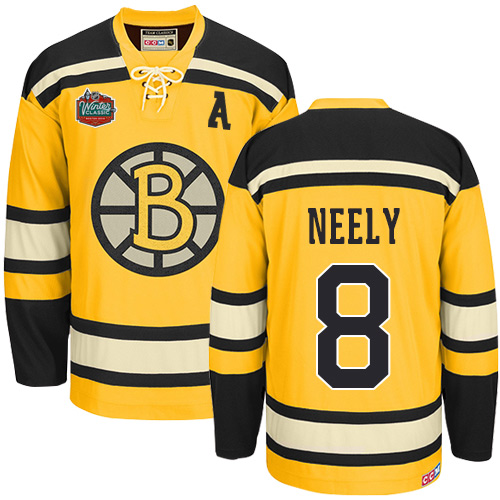 Men's CCM Boston Bruins #8 Cam Neely Premier Gold Winter Classic Throwback NHL Jersey