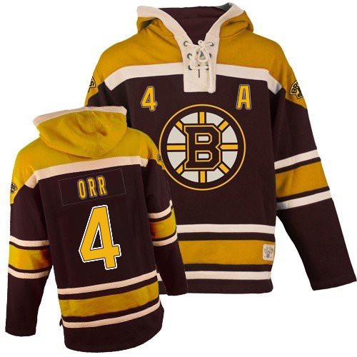 Men's Old Time Hockey Boston Bruins #4 Bobby Orr Authentic Black Sawyer Hooded Sweatshirt