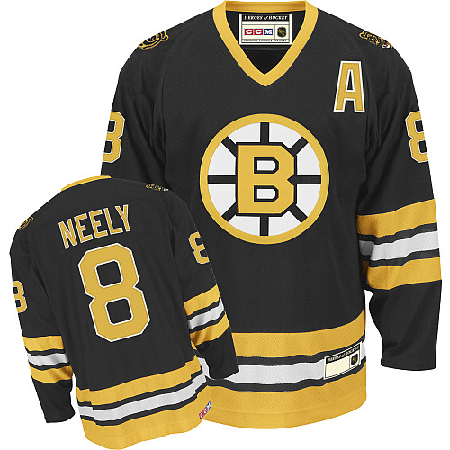 Men's CCM Boston Bruins #8 Cam Neely Authentic Black Throwback NHL Jersey