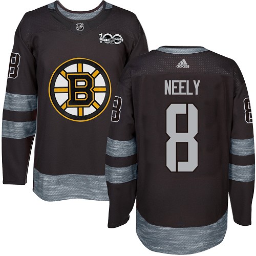 Men's Adidas Boston Bruins #8 Cam Neely Authentic Black 1917-2017 100th Anniversary NHL Jersey