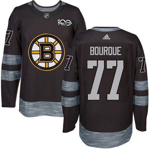Men's Adidas Boston Bruins #77 Ray Bourque Authentic Black 1917-2017 100th Anniversary NHL Jersey