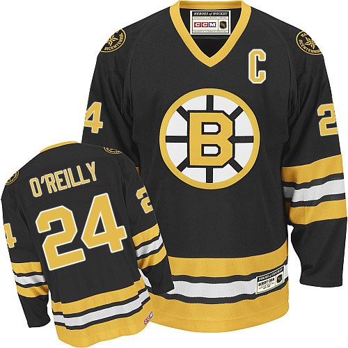 Men's CCM Boston Bruins #24 Terry O'Reilly Authentic Black Throwback NHL Jersey