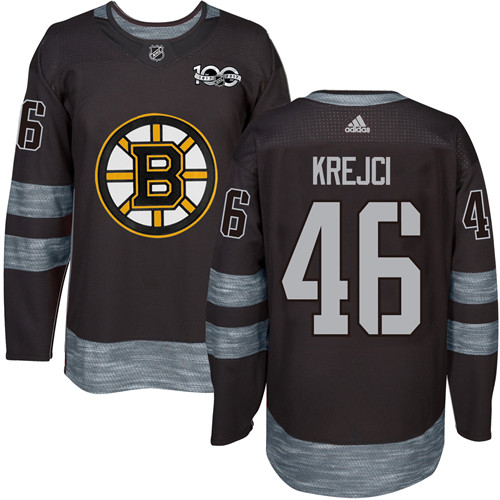 Men's Adidas Boston Bruins #46 David Krejci Premier Black 1917-2017 100th Anniversary NHL Jersey