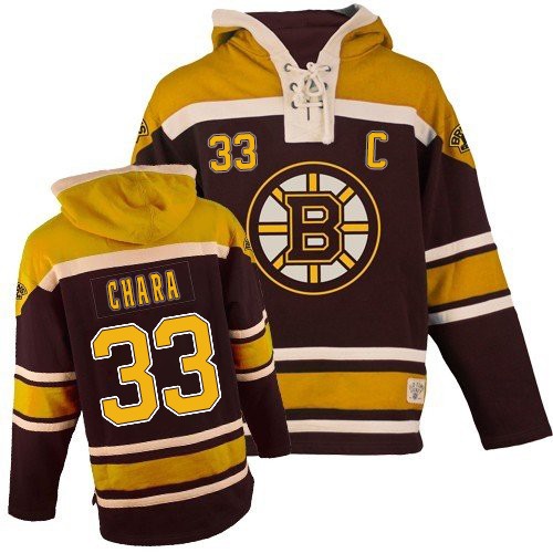Youth Old Time Hockey Boston Bruins #33 Zdeno Chara Authentic Black Sawyer Hooded Sweatshirt