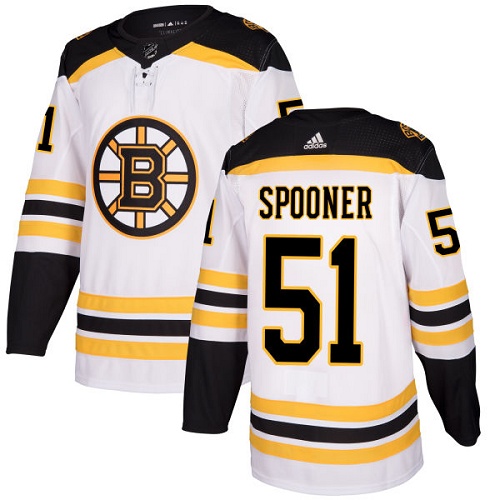 Men's Adidas Boston Bruins #51 Ryan Spooner Authentic White Away NHL Jersey