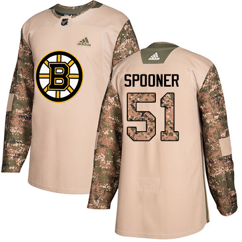 Men's Adidas Boston Bruins #51 Ryan Spooner Authentic Camo Veterans Day Practice NHL Jersey