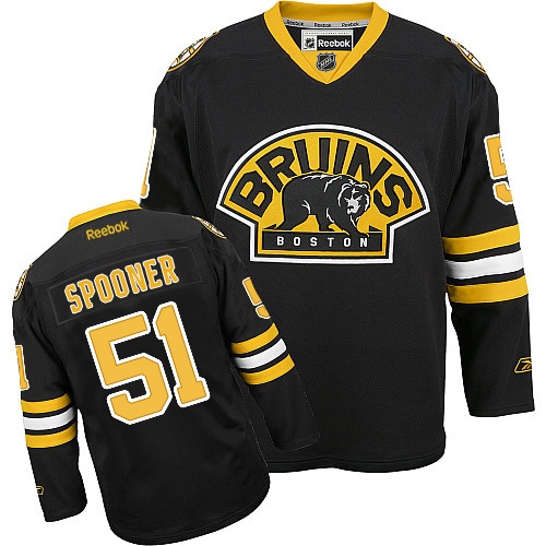 Men's Reebok Boston Bruins #51 Ryan Spooner Premier Black Third NHL Jersey