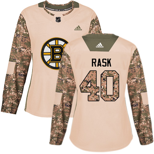 Women's Adidas Boston Bruins #40 Tuukka Rask Authentic Camo Veterans Day Practice NHL Jersey