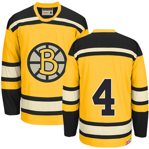 Men's CCM Boston Bruins #4 Bobby Orr Premier Gold Throwback NHL Jersey
