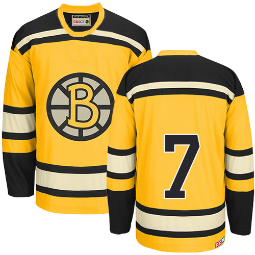 Men's CCM Boston Bruins #7 Phil Esposito Authentic Gold Throwback NHL Jersey