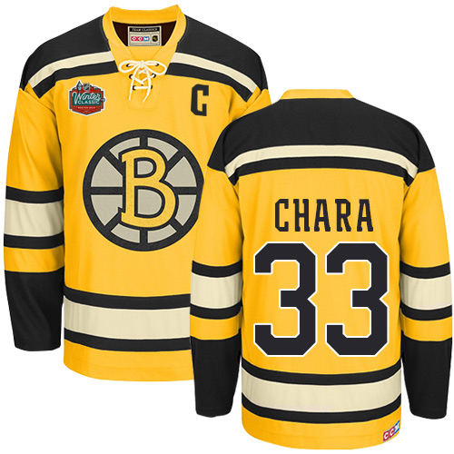 Men's CCM Boston Bruins #33 Zdeno Chara Premier Gold Winter Classic Throwback NHL Jersey