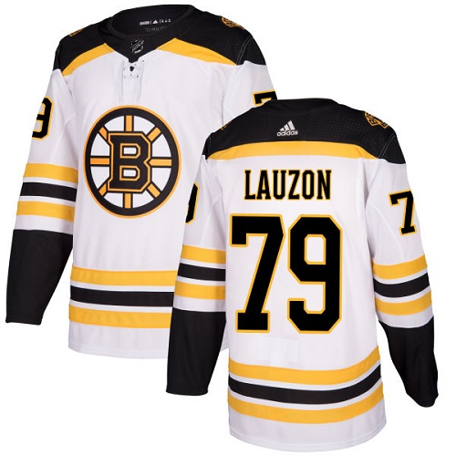 Men's Adidas Boston Bruins #79 Jeremy Lauzon Authentic White Away NHL Jersey