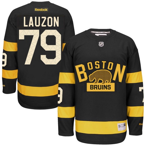 Men's Reebok Boston Bruins #79 Jeremy Lauzon Premier Black 2016 Winter Classic NHL Jersey