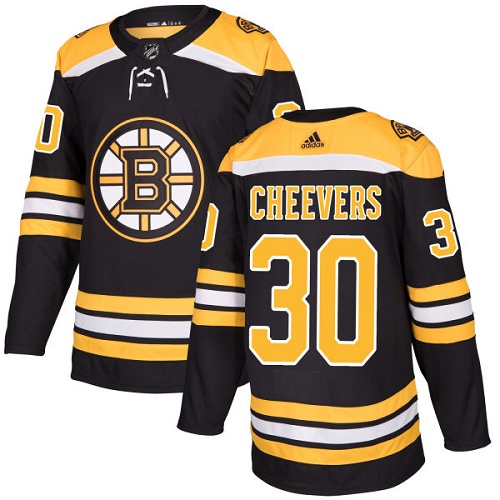 Men's Adidas Boston Bruins #30 Gerry Cheevers Authentic Black Home NHL Jersey