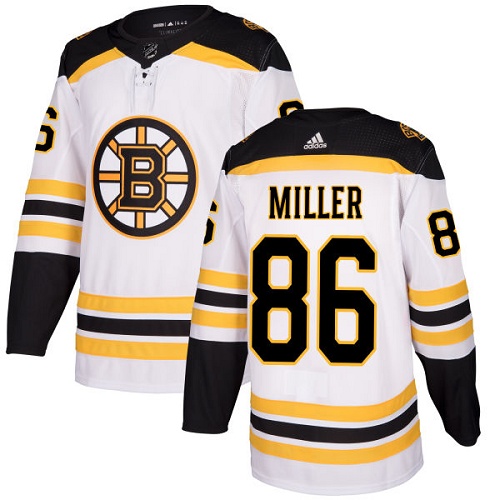 Men's Adidas Boston Bruins #86 Kevan Miller Authentic White Away NHL Jersey