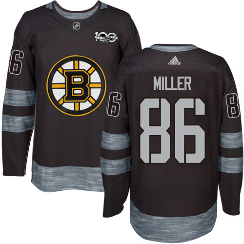 Men's Adidas Boston Bruins #86 Kevan Miller Authentic Black 1917-2017 100th Anniversary NHL Jersey