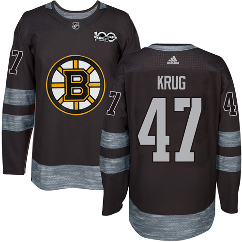 Men's Adidas Boston Bruins #47 Torey Krug Authentic Black 1917-2017 100th Anniversary NHL Jersey