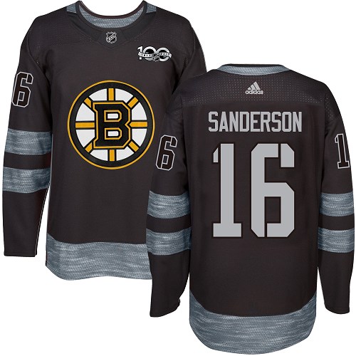 Men's Adidas Boston Bruins #16 Derek Sanderson Authentic Black 1917-2017 100th Anniversary NHL Jersey