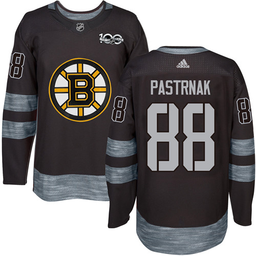 Men's Adidas Boston Bruins #88 David Pastrnak Authentic Black 1917-2017 100th Anniversary NHL Jersey