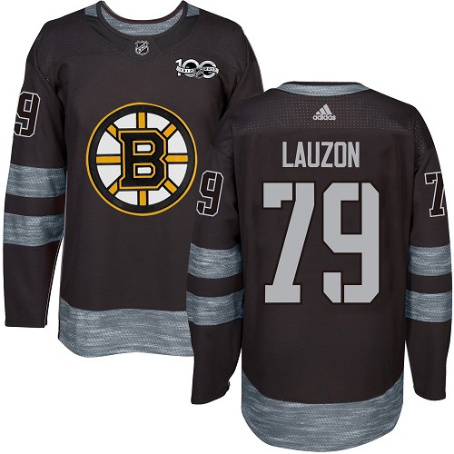 Men's Adidas Boston Bruins #79 Jeremy Lauzon Premier Black 1917-2017 100th Anniversary NHL Jersey