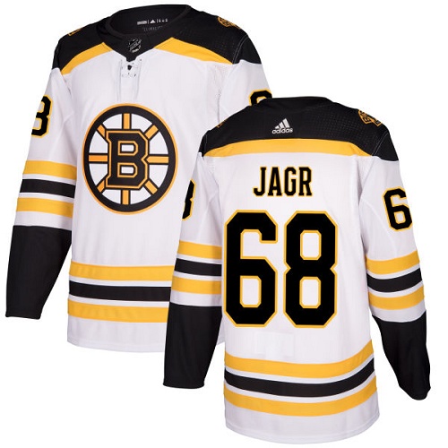 Men's Adidas Boston Bruins #68 Jaromir Jagr Authentic White Away NHL Jersey