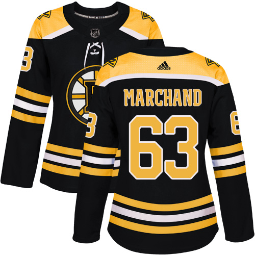 Women's Adidas Boston Bruins #63 Brad Marchand Premier Black Home NHL Jersey
