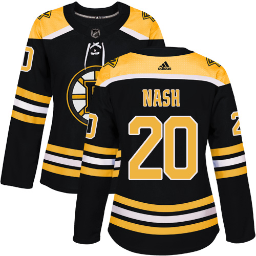Women's Adidas Boston Bruins #20 Riley Nash Authentic Black Home NHL Jersey