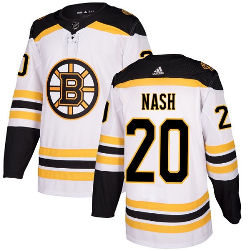 Women's Adidas Boston Bruins #20 Riley Nash Authentic White Away NHL Jersey