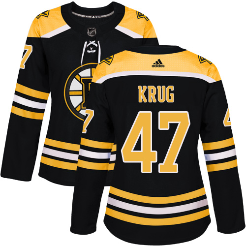 Women's Adidas Boston Bruins #47 Torey Krug Authentic Black Home NHL Jersey