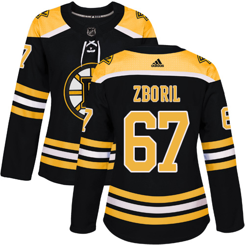 Women's Adidas Boston Bruins #67 Jakub Zboril Authentic Black Home NHL Jersey