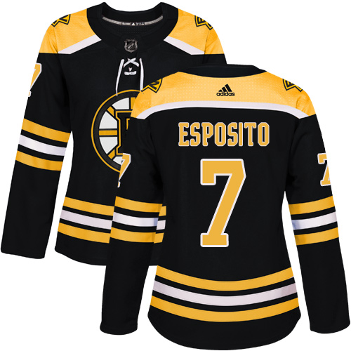 Women's Adidas Boston Bruins #7 Phil Esposito Authentic Black Home NHL Jersey